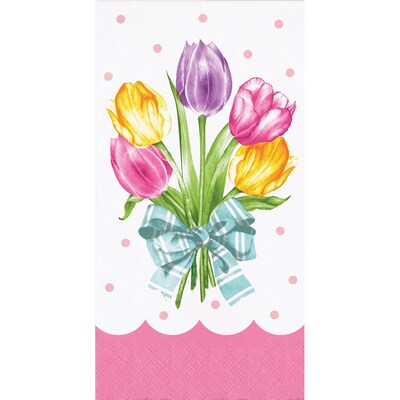 Say Hooray! Trendy Tulips Spring Oval Paper Plates and Dinner Napkins Set, 48/Pack (DTC9628E2H)