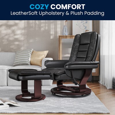 Flash Furniture LeatherSoft Recliner and Ottoman Set, Black (BT7818BK)