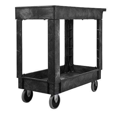 Rubbermaid 2-Shelf Plastic/Poly Mobile Utility Cart, Black (FG9T6600BLA)