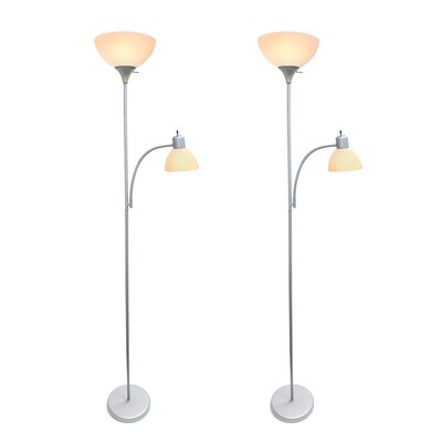 Simple Designs 71.5 Silver Floor Lamp with Dome Shades, 2/Pack (LF2000-SLV-2PK)