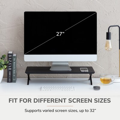 Anji Mountain Acacia Wood & Metal Monitor Stand, Up to 32" Monitor, Black (MS-BLK-04BLK)