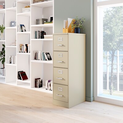Quill Brand® 4-Drawer Vertical File Cabinet, Locking, Letter, Putty/Beige, 22"D (22336D)