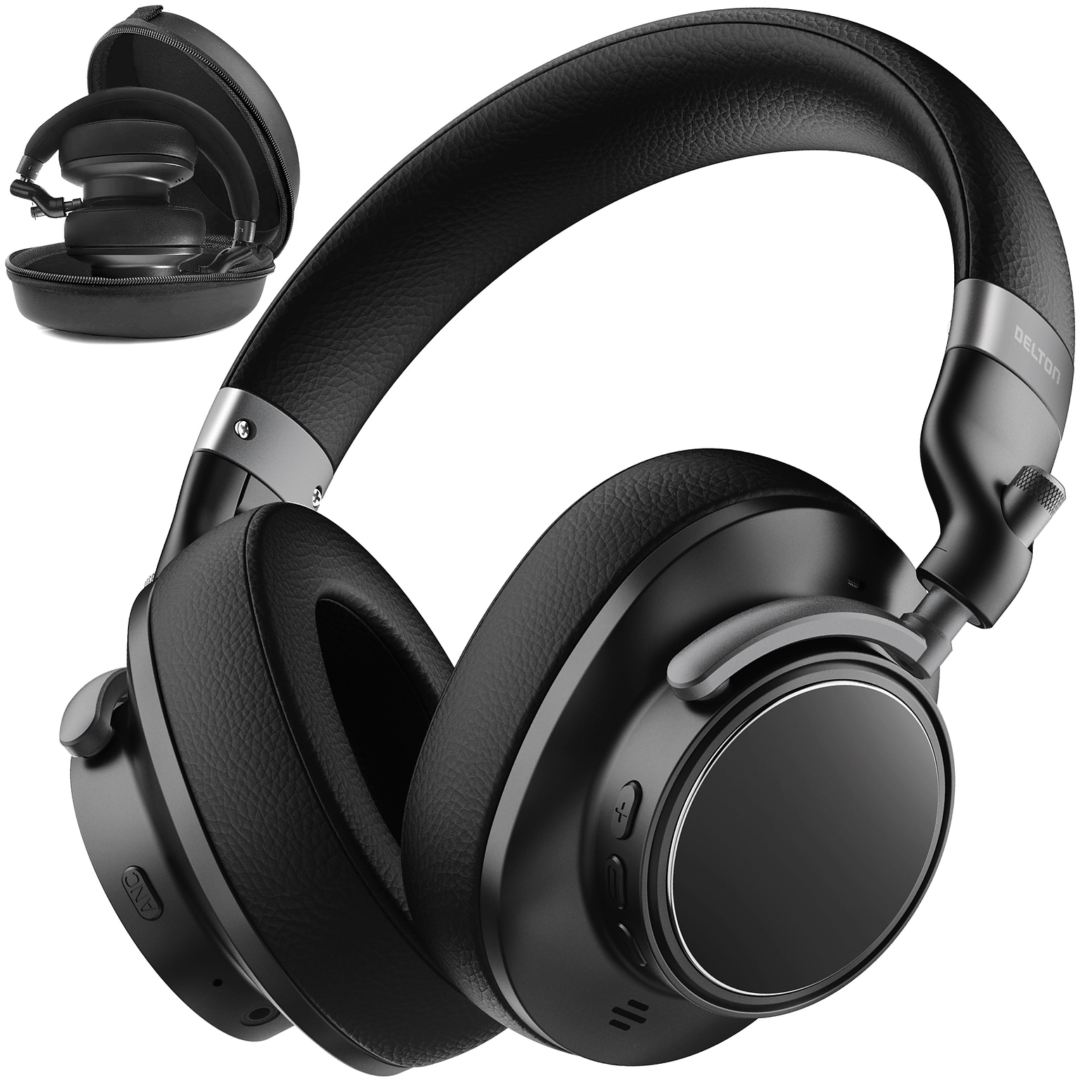 Delton M201 Wireless Active Noise Canceling Over-Ear Headphones, Bluetooth, Black (DHBM201)