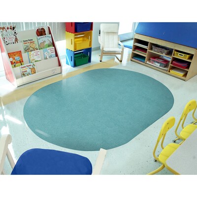 Joy Carpets Just Kidding Polyester 6' x 9' Oval Machine Tufted Rug, Seafoam (623QQ-08)