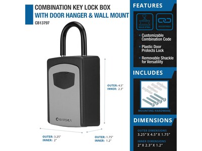 Barska Combination Key Lockbox, Black/Gray (CB13797)