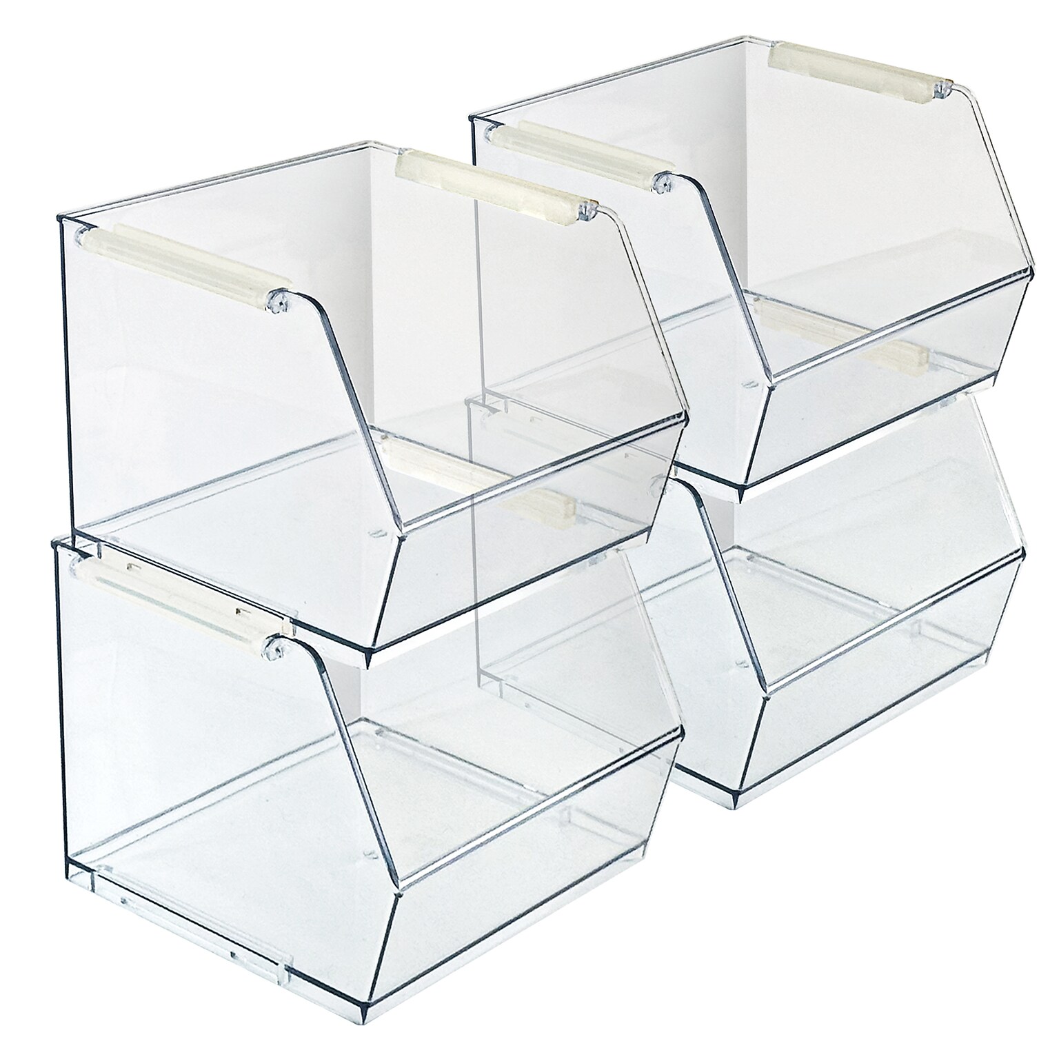 Small Stackable Plastic Storage Bin, Clear, 4/Pack (556710-4PK)