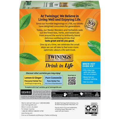 Twinings Pure Peppermint Herbal Tea, Keurig® K-Cup® Pods, 24/Box (TNA85813)