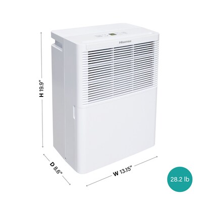 Hisense Energy Star 25-Pint Portable Dehumidifier, Single Speed, Covers up to 1,500 sq. ft., White (ADH25K26)