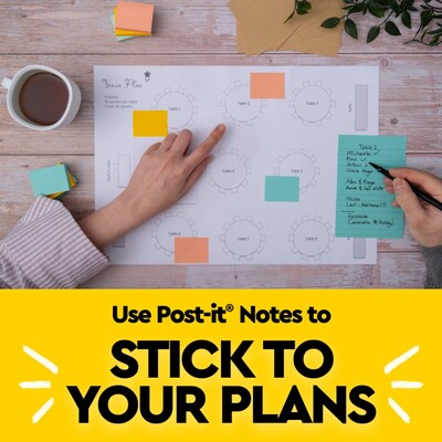 Post-it Notes, 1 3/8" x 1 7/8", Beachside Café Collection, 100 Sheet/Pad, 12 Pads/Pack (653AST)