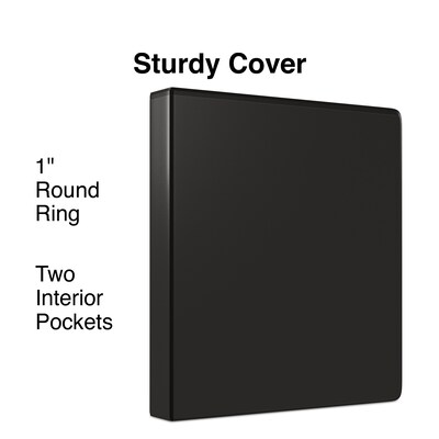 Staples® Economy 1" 3 Ring View Binder, Black (24308)