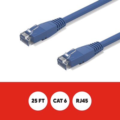 Staples TECH 25 ft. Cat-6 Ethernet Cable, Male to Male, Blue (ST62451)