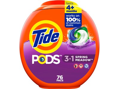 Tide PODS HE 3-in-1 Laundry Detergent Capsules, Spring Meadow, 4.12 Lbs., 76/Pack (09166)