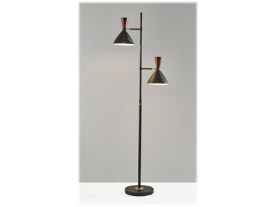 Adesso Arlo 67.25" Matte Black Floor Lamp with 2 Cone Shades (3488-01)