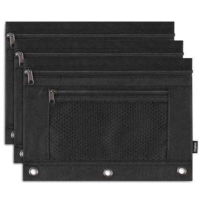 Staples Polyester Zipper Pencil Pouch, Black, 30/Pack (24220)