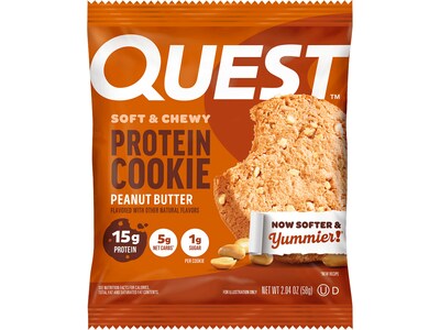 Quest Gluten Free Peanut Butter Protein Cookies, 2.04 oz., 12/Box (QPCPB12M6)