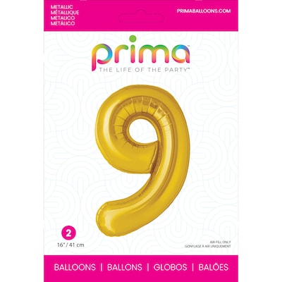 Party City (Air-Filled) 16 #9 Foil Balloon, Gold, 2/Pack (AM60050212-19)