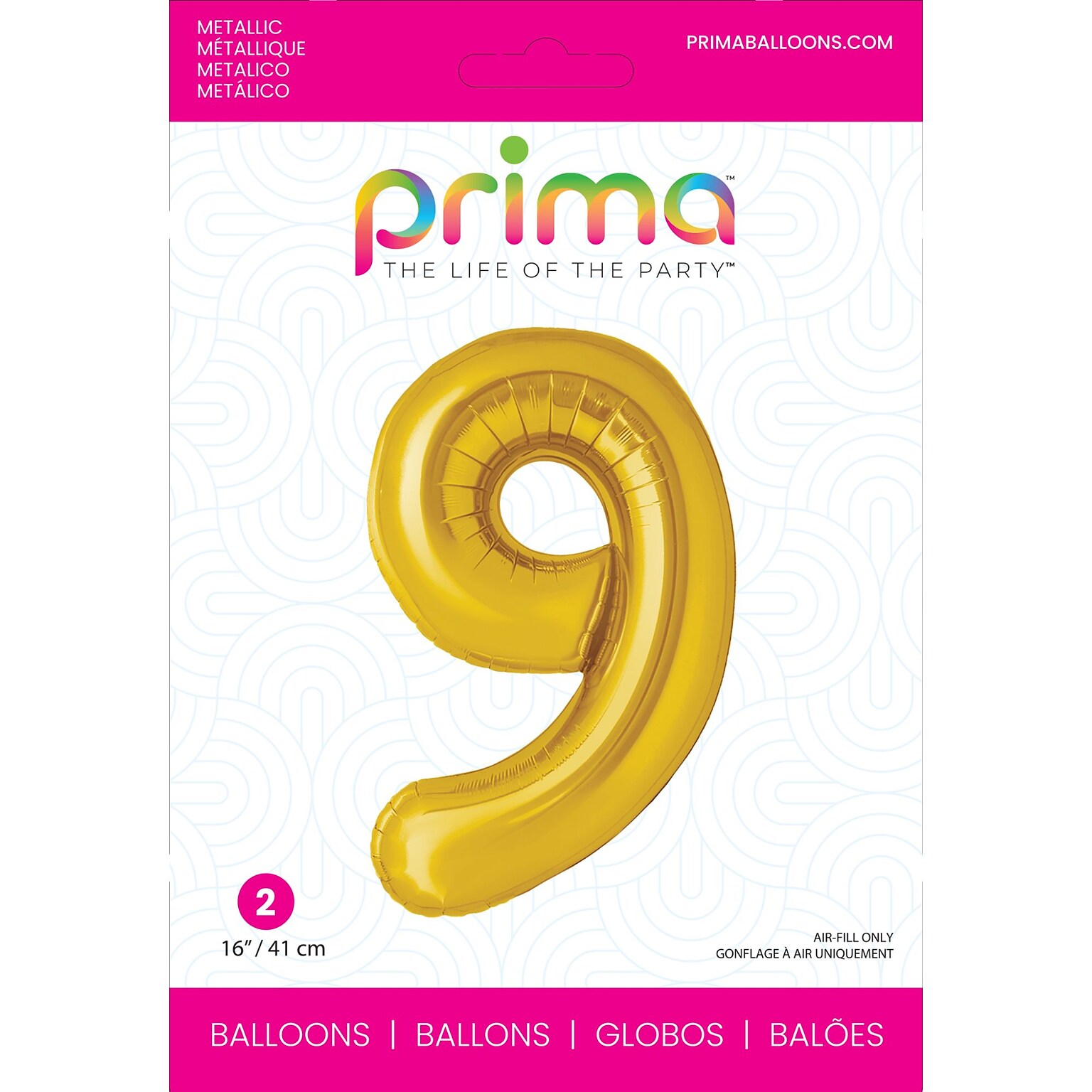 Party City (Air-Filled) 16 #9 Foil Balloon, Gold, 2/Pack (AM60050212-19)