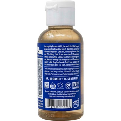 Dr Bronner's Peppermint Castile Soap, 2 oz Bottle, 8 Bottles/Bag, 6 Bags/Carton