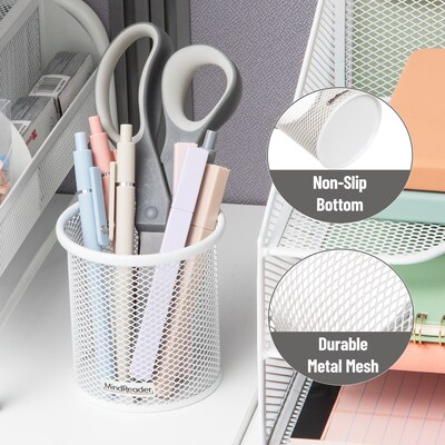 Mind Reader Metal Pen Holder, White, 3 Pieces/Set (CLIPMESH3-WHT)
