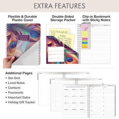 2027 Excello Brands Essential Pro 8.5" x 11" Weekly & Monthly Planner, Pastel Peacock (ESPRO-CY27-8511-61)