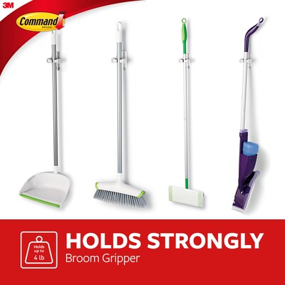 CommandLarge Broom Gripper, White, 3 Grippers/Pack (17007-3NA)