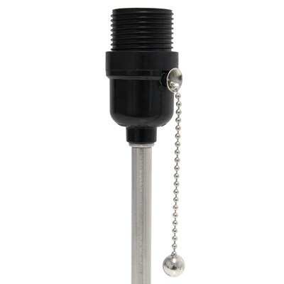 Simple Designs Petite Stick Lamp with USB Charging Port and Fabric Shade, Black (LT1087-BLK)
