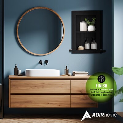 AdirHome 2-Shelf Recessed Wall Mount Shelf, 18" x 14" x 4.8", Black (515-01-BLK)