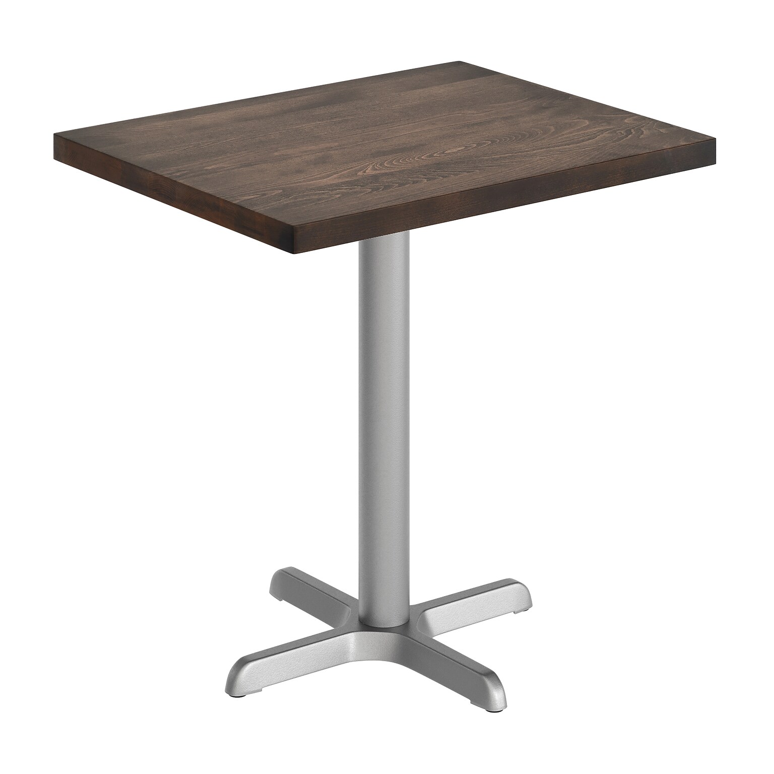 Flash Furniture Bennett Wooden Commercial Indoor Table, 30 x 24, Dark Brown Top/Silver Base (GSF2430DBT2222S