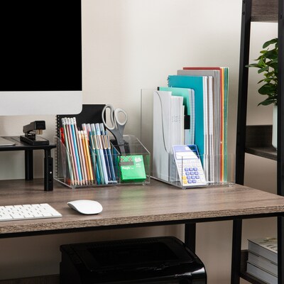 Mind Reader 3-Compartment Acrylic Desk Organizer, Clear (AMAG-CLR)