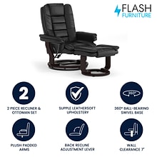 Flash Furniture LeatherSoft Recliner and Ottoman Set, Black (BT7818BK)