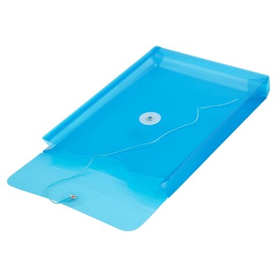 JAM Paper® Plastic Envelopes with Button and String Tie Closure, Open End, 6.25 x 9.25, Blue, 12/Pack (472B1BU)