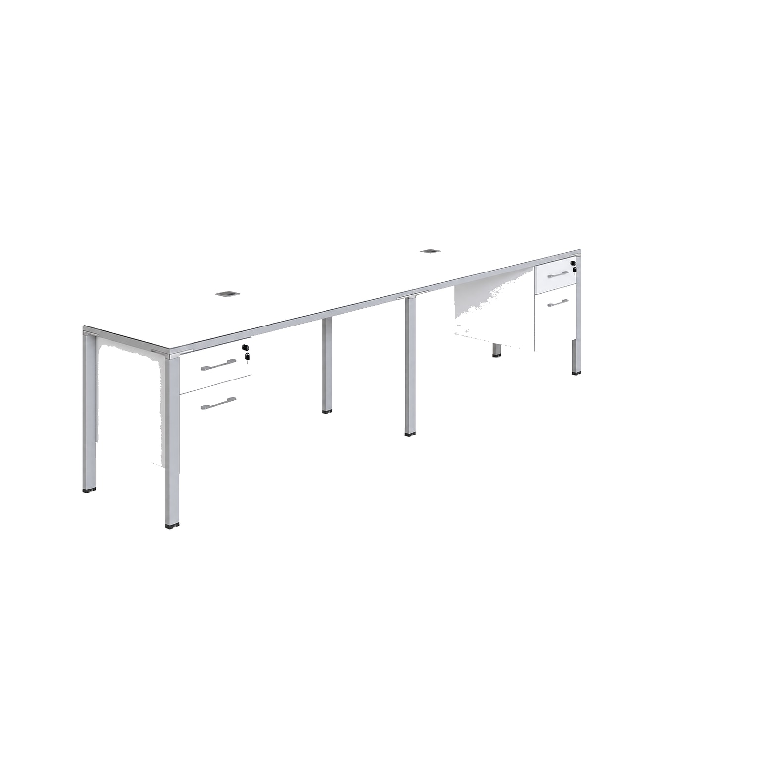 Boss Office Products Simple System 48W Desk with Pedestal, White, 2/Set (SGSD006-110-WT)