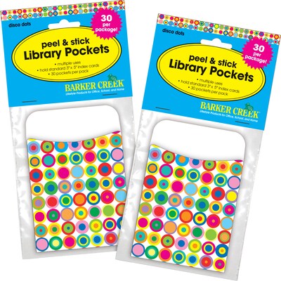 Barker Creek Disco Dots Peel & Stick Library Pockets, 60/Set (BC3829)