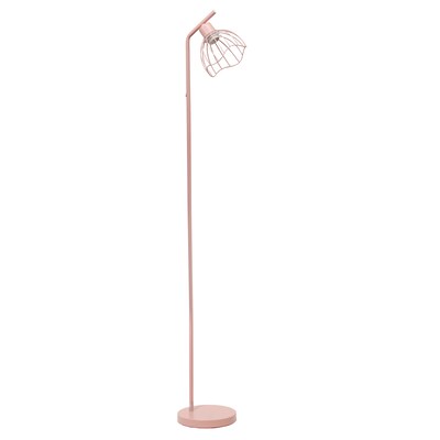Simple Designs Sleek Essentials 54.5" Metal Floor Lamp with Wire Cage Shade, Pink (LF1050-PNK)