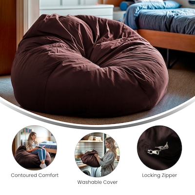 Flash Furniture Cotton Twill Bean Bag Chair, Brown (DGBEANLGSLDBN)
