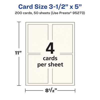 Avery Integrated Cards, 3.5" x 5", Matte Ivory, 200/Box (95273)