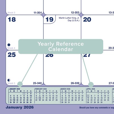 2026 Brownline 11" x 8.5" Monthly Desk or Wall Calendar, Blue/White (C181721)