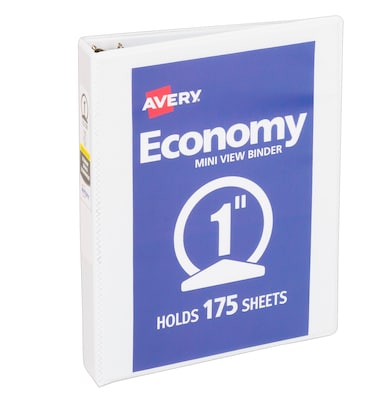 Avery 1 3-Ring Mini Binders, White (05806)