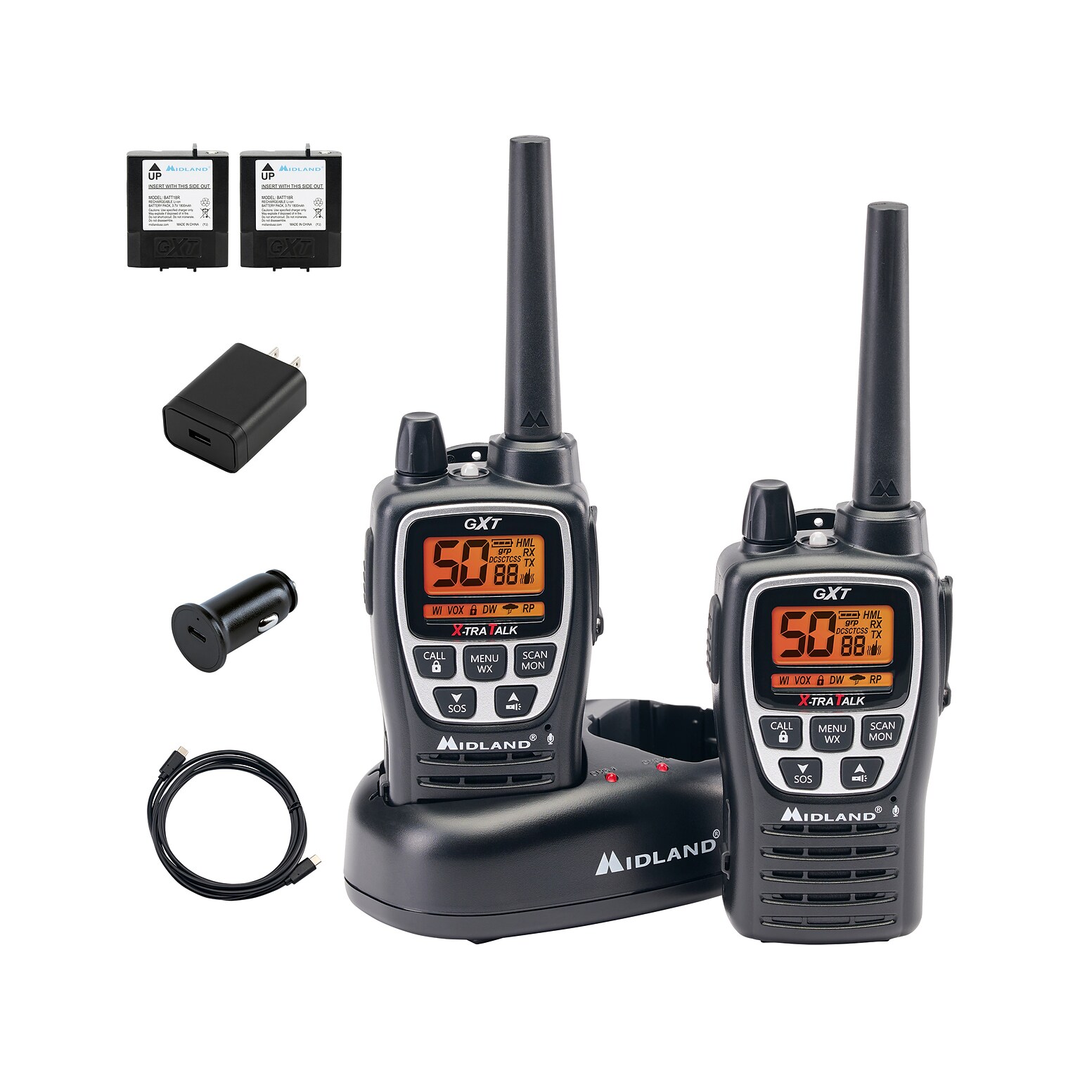 Midland GXT3000 Two Way Radio Kit, Black (GXT3000VP4)