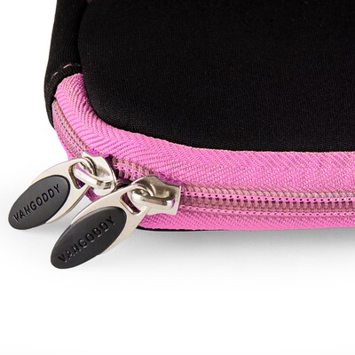 Vangoddy Neoprene Laptop Sleeve for 12" Laptop, Black/Pink