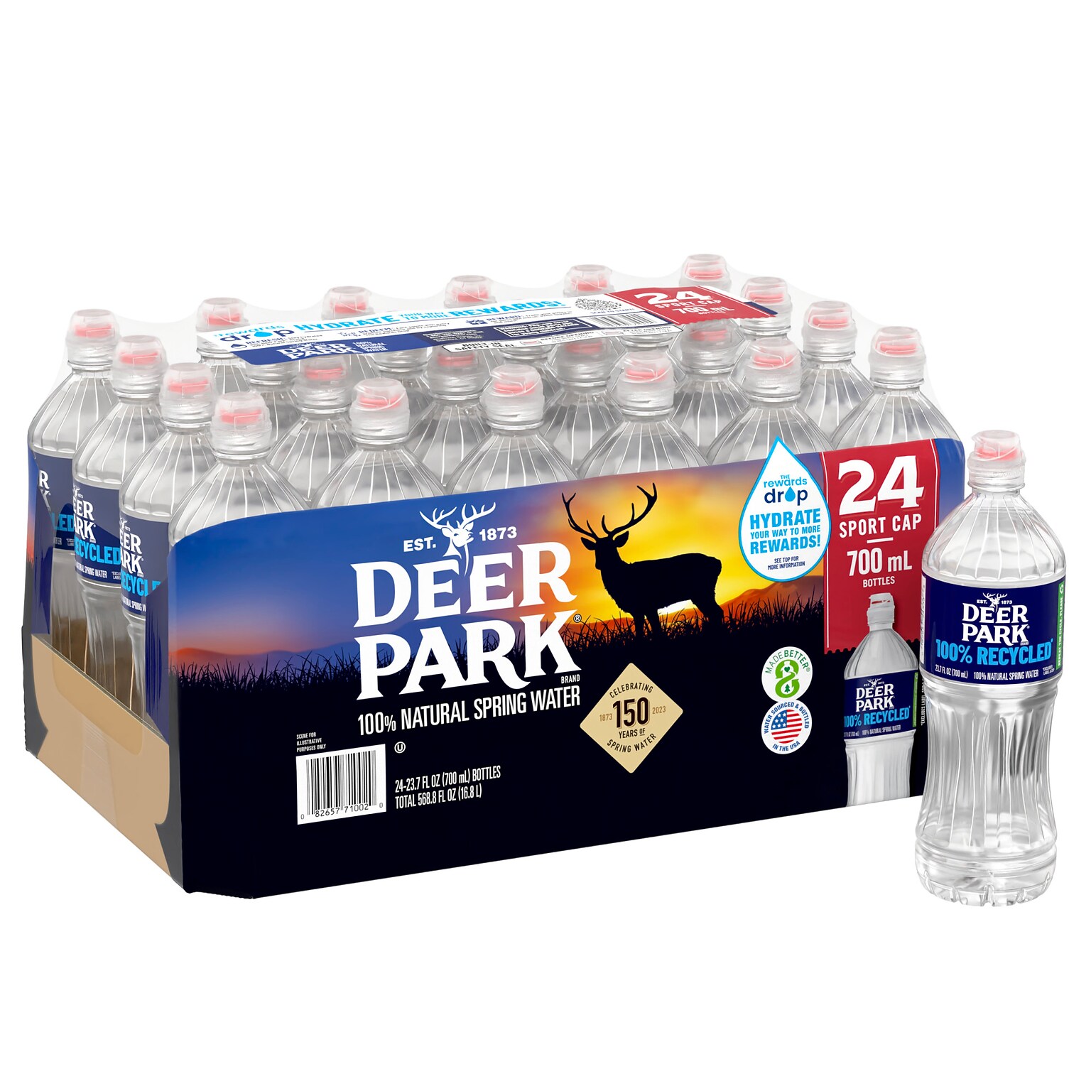 Deer Park Sport Cap 100% Natural Spring Water, 23.7 oz., 24/Carton (12255163)