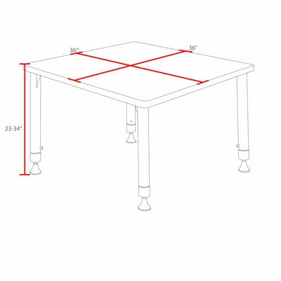 Regency Square Activity Table, 36" x 36", Height Adjustable, Mahogany (TB3636MHAPBK)