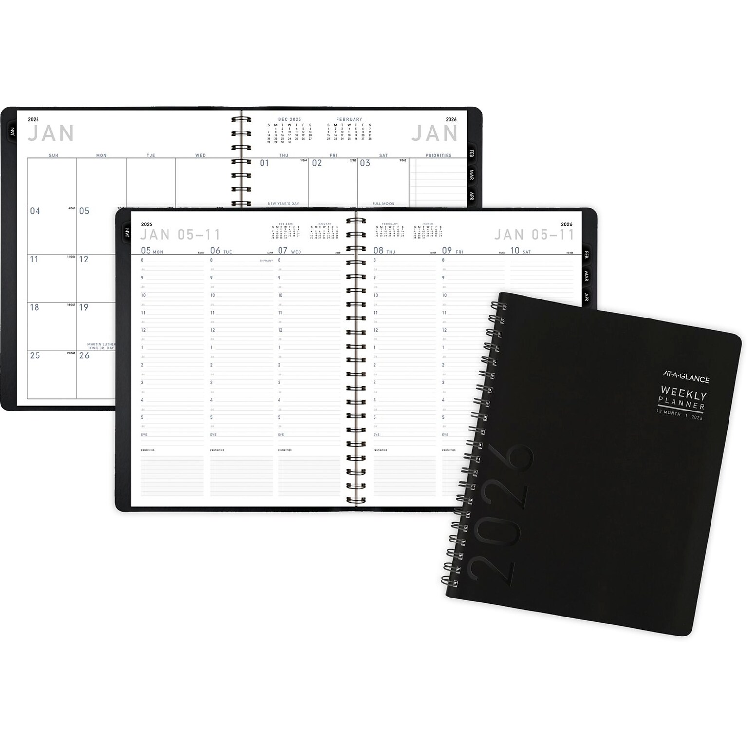 2026 AT-A-GLANCE Contemporary 8.25 x 11 Weekly & Monthly Planner, Faux Leather Cover, Black (70-950X-05-26)