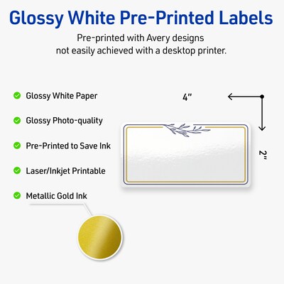 Avery Laser/Inkjet Rectangle Multipurpose Labels, 2 x 4, White, 100/Pack (S00-DNR)