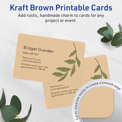 Avery Matte General Use Blank Cards, Kraft Brown, 30/Pack (95338)