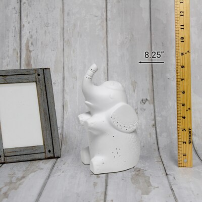 Creekwood Home 8.18" Glowing Ceramic Gentle Giant Elephant Light, White (CWT-2040-WH)