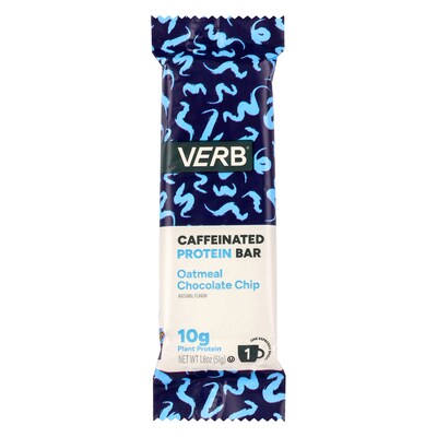 VERB Caffeinated Gluten Free Oatmeal Chocolate Chip Protein Bar, 1.8 oz., 12/Pack (220-02523)
