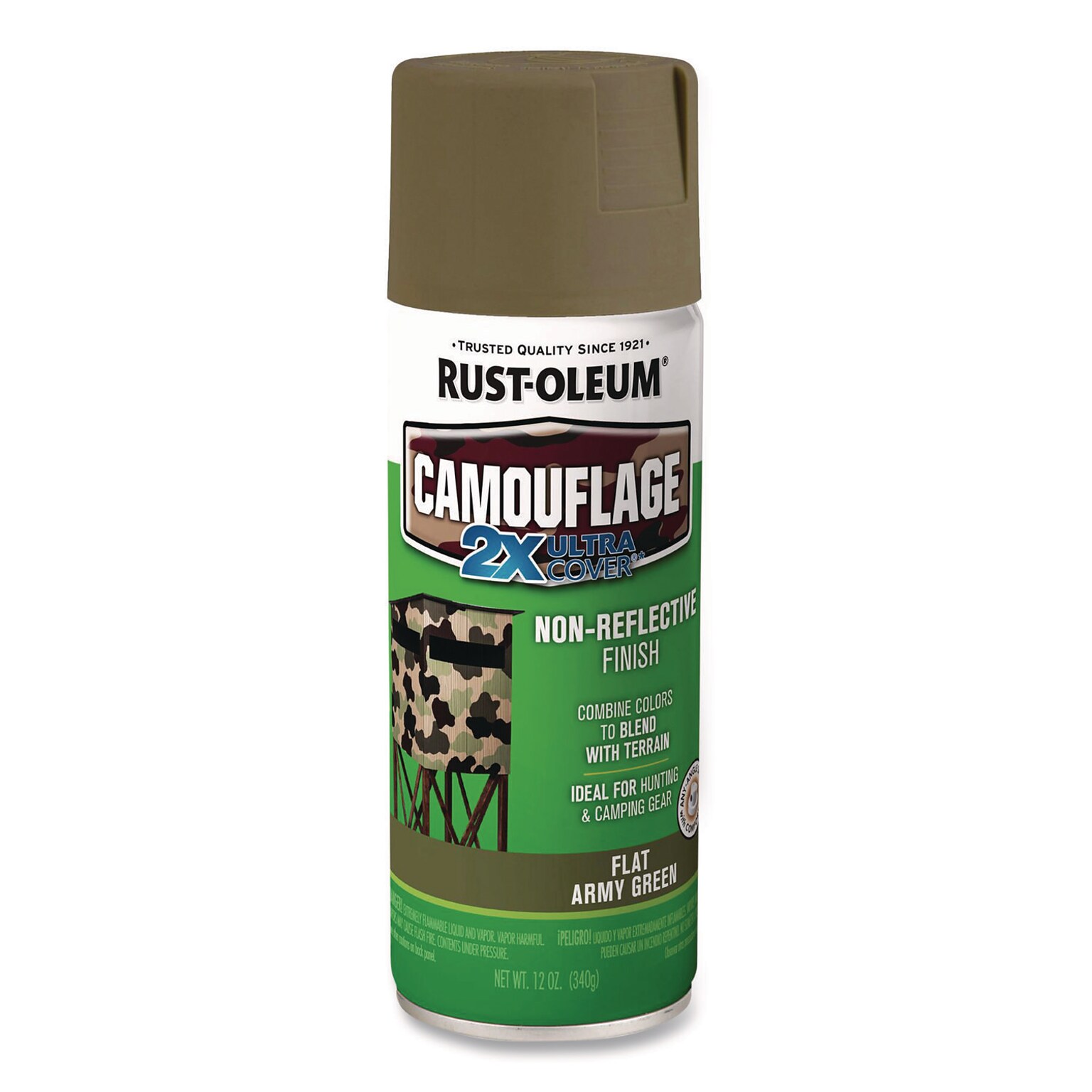 Rust-Oleum Camouflage Spray Paint, 12 oz. Aerosol Can, Flat Army Green (RST279176)