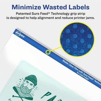 Avery Laser/Inkjet Multipurpose Labels, Clear, 2 Labels/Sheet, 25 Sheets/Pack (94278-CMF25)