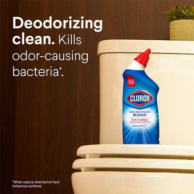 Clorox Disinfecting Toilet Bowl Cleaner with Bleach, Rain Clean Scent, 24 Oz., 2/Pack (30924)